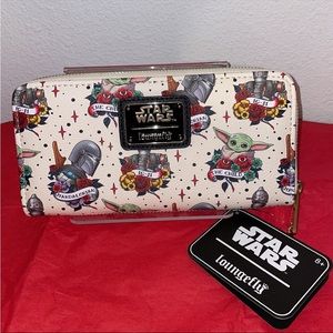 Exclusive Loungefly Disney Star Wars the Mandalorian Tattoo Print Wallet